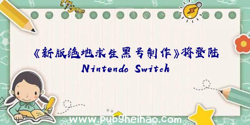 《新版绝地求生黑号制作》将登陆Nintendo